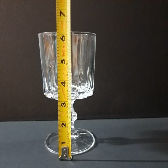 Vintage Clear Glass Water Goblet 6" Tall Paneled Bowl Faceted Stem 3" Wide - Picture 5 of 16